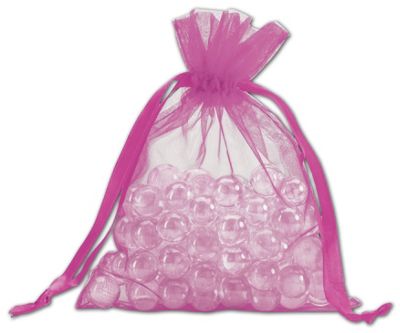 Fuchsia Organdy Bags, 5 x 6 1/2' - Gifts Baskets Wholesale Supplies Shop