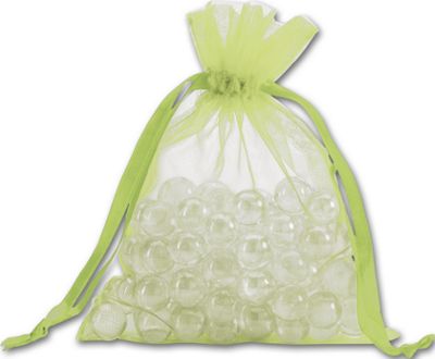 Lime Organdy Bags, 5 x 6 1/2' - Gifts Baskets Wholesale Supplies Shop