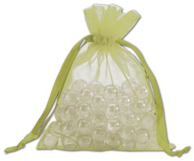 Apple Green Organdy Bags, 5 x 6 1/2' - Gifts Baskets Wholesale Supplies Shop