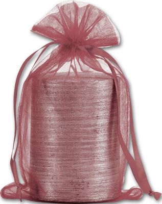 Burgundy Organdy Bags, 5 1/2 x 9' - Gifts Baskets Wholesale Supplies Shop