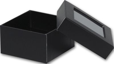 Black Rigid Gourmet Window Boxes, Small - Gifts Baskets Wholesale Supplies Shop