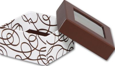 Chocolate Drizzle Rigid Gourmet Window Boxes, Small - Gifts Baskets Wholesale Supplies Shop