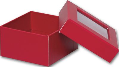 Red Rigid Gourmet Window Boxes, Small - Gifts Baskets Wholesale Supplies Shop