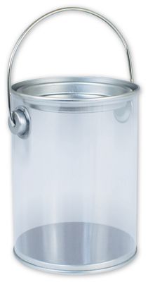Silver Clear Pails, 3 ' Diameter x 4' High - Gifts Baskets Wholesale Supplies Shop