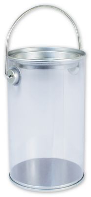 Silver Clear Pails, 3 ' Diameter x 5' High - Gifts Baskets Wholesale Supplies Shop