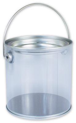 Silver Clear Pails, 4 ' Diameter x 4' High - Gifts Baskets Wholesale Supplies Shop
