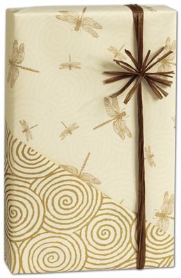 Dragonfly/Swirls Reversible Gift Wrap, 24 x 417