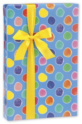 Painted Polka Dots Gift Wrap, 24' x 417' - Gifts Baskets Wholesale Supplies Shop