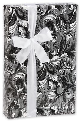Black Tapestry Gift Wrap, 24' x 417' - Gifts Baskets Wholesale Supplies Shop