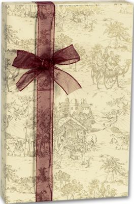 Nativity Toile Gift Wrap, 24' x 100' - Gifts Baskets Wholesale Supplies Shop