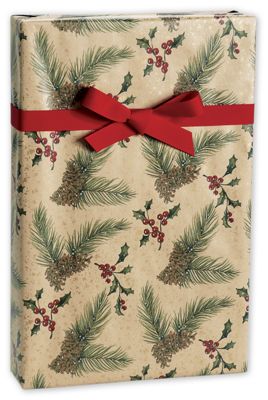 Pine/Kraft Gift Wrap, 24' x 100' - Gifts Baskets Wholesale Supplies Shop