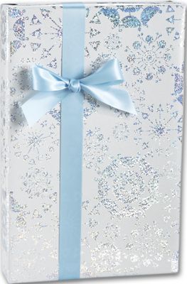 Glittering Snowflakes Holographic Gift Wrap, 24' x 417' - Gifts Baskets Wholesale Supplies Shop
