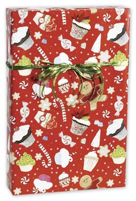 Cupcake Christmas Gift Wrap, 30' x 416' - Gifts Baskets Wholesale Supplies Shop