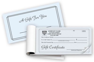 Contemporary Gift Certificates, Booked, Carbonless