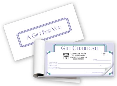 Deco Gift Certificates, Booked, Carbonless, Lavender - Office and Business Supplies Online - Ipayo.com