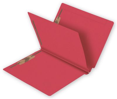 End Tab Folders, Colored, 14pt, 1 Divider, Multi Fastener