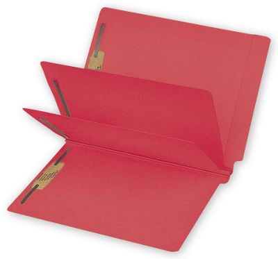 End Tab Folders, Colored, 14pt, 2 Divider, Multi Fastener