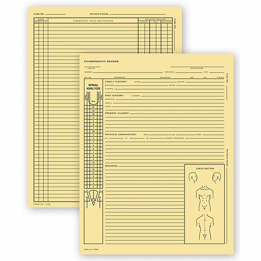 Chiropractic Exam Records, Spinal Diagram, Letter Style