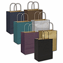 8 1/4 x 4 3/4 x 10 1/2  or 8 1/4 x 4 1/4 x 10 3/4 Color-On-Kraft Shoppers