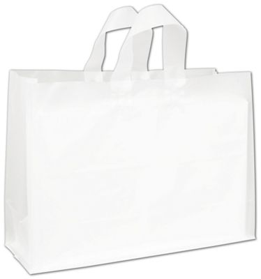 Clear Frosted High Density Flex Loop Shoppers, 16 x 6 x 12