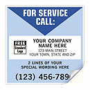 5 x 5 For Service Call Labels, Vinyl, White/Blue
