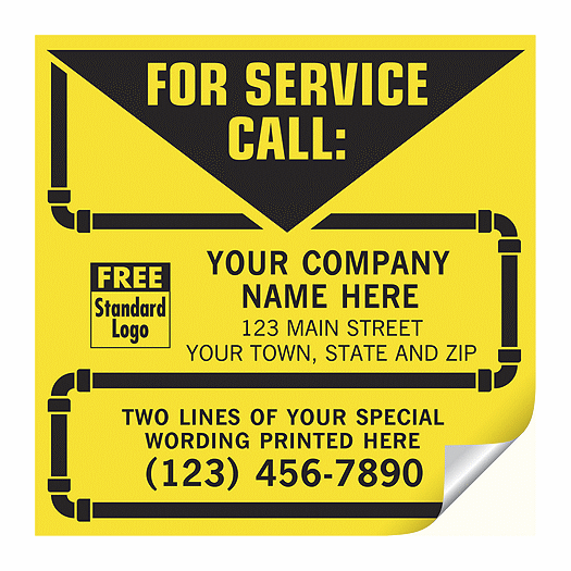 Contractor Service Labels, with Pipe Border, Vinyl