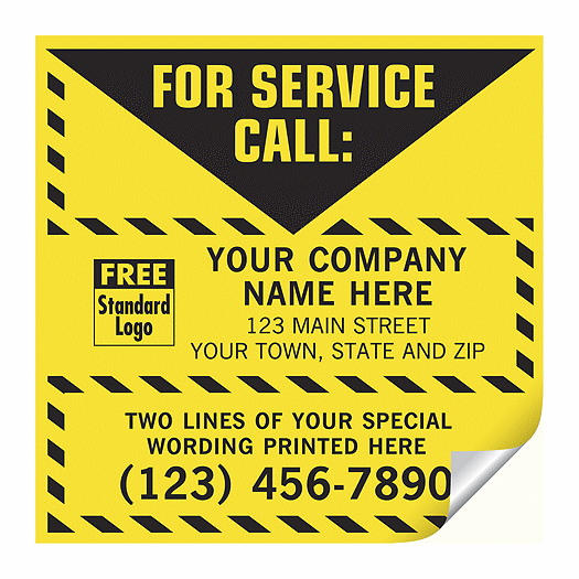 For Service Call Label, Yellow with Safety Border, Vinyl - Office and Business Supplies Online - Ipayo.com