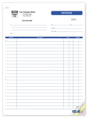 8 1/2 x 11 Contractor Job Invoice