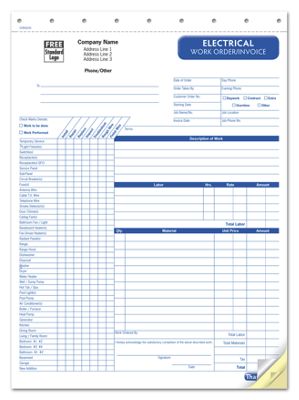 8 1/2 x 11 Electrical Work Orders – with Checklist