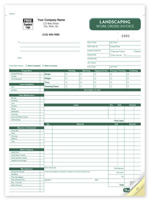 Landscaping Work Order Invoice