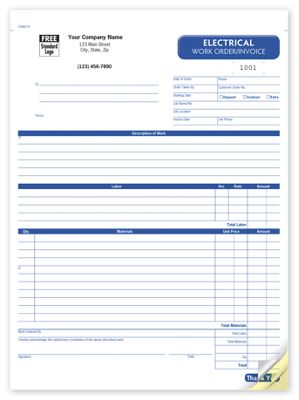 8 1/2 x 11 Electrical Work Order