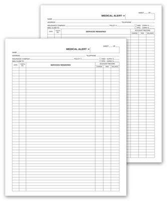 8 1/2 X 11 Dental Exam Record Notes Form