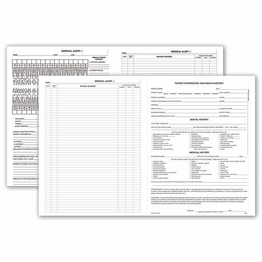Four-Page Dental Exam Record, Without Treatment Plan - Office and Business Supplies Online - Ipayo.com