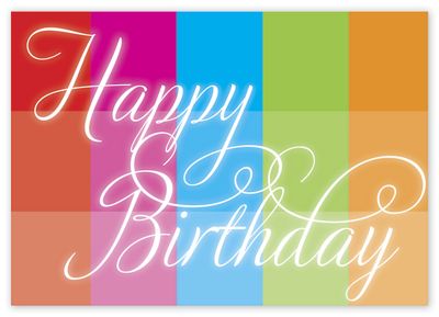 Rainbow Block Birthday Greeting Cards