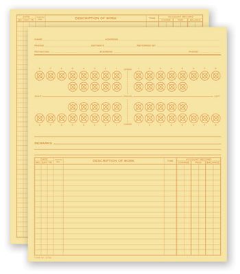 5 x 8 Dental Exam Record, Numbered Teeth System B, Folder Style