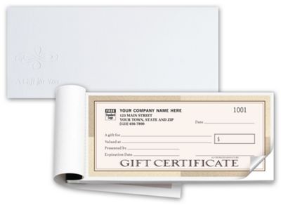 Santa Fe Gift Certificates, Booked, Carbonless, Tan