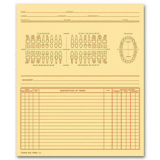 Dental Exam Record, Numbered Teeth System C, Folder Style - Office and Business Supplies Online - Ipayo.com