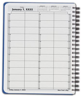 8 1/2 X 11 DayScan 4 Col Wirebound Book – 10 Min, 7am-6pm