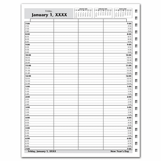 DayScan 4 Col Looseleaf Book - 15 Min, 7am-7pm