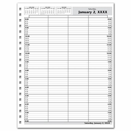 DayScan 4 Col Looseleaf Book - 15 Min, 8am-8pm