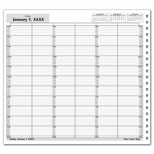 DayScan 6 Col Looseleaf Book - 10 Min, 7am-6pm