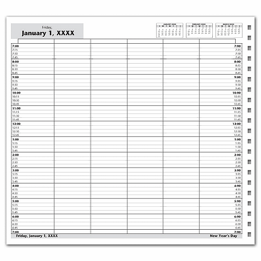 DayScan 6 Col Looseleaf Book - 15 Min, 7am-7pm