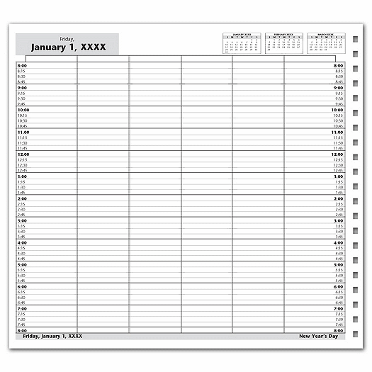 DayScan 6 Col Looseleaf Book - 15 Min, 8am-8pm - Office and Business Supplies Online - Ipayo.com