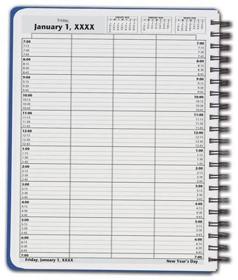 8 1/2 X 11 DayScan 4 Col Wirebound Book – 15 Min, 7am-7pm