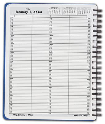 8 1/2 X 11 DayScan 4 Col Wirebound Book – 10 Min, 8am-7pm