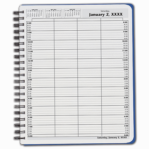 DayScan 4 Col Wirebound Book - 15 Min, 8am-8pm - Office and Business Supplies Online - Ipayo.com