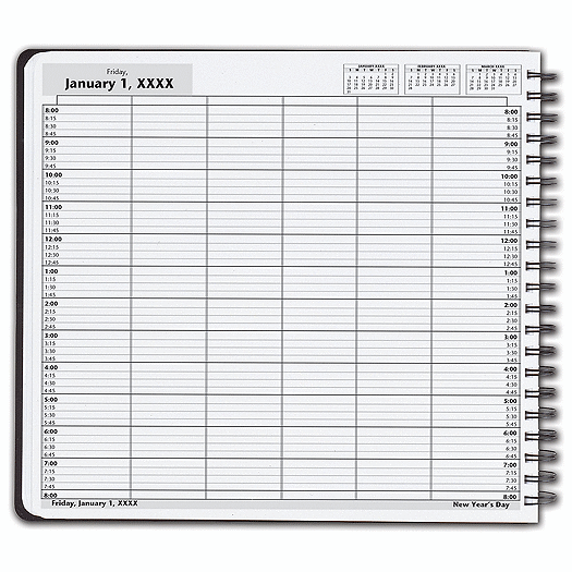 DayScan 6 Col Wirebound Book - 15 Min, 8am-8pm