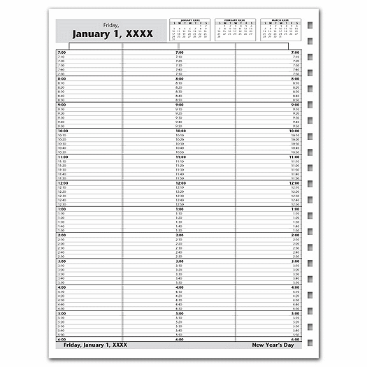 DayScan 4 Col Looseleaf Book - 10 Min, 7am-6pm