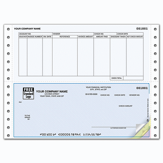 Continuous Bottom Accounts Payable Check - Office and Business Supplies Online - Ipayo.com