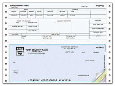 9 1/2 X 7 Continuous Bottom Payroll Check